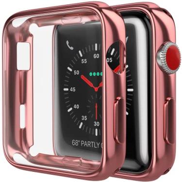 Imagem de D & K Exclusives Capa para Apple Watch série 6 5 de 40 mm com protetor de tela, pacote com 2 capas protetoras em TPU macio para iWatch Series 5 de 40 mm, rosa reflexivo