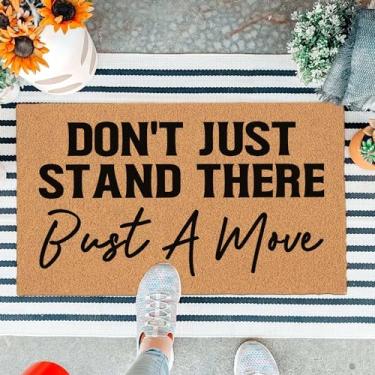 Imagem de Capacho engraçado para porta da frente, tapete de entrada ao ar livre com tapetes de boas-vindas para varanda frontal resistente, tapete marrom, tapete de presente para aquecimento de casa 75 x 43 cm