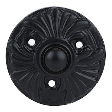 Imagem de Campainha de ferro com fio botão vintage em pó preto acabamento sino de porta decorativo vintage com fácil instalação, 6,5 cm de diâmetro