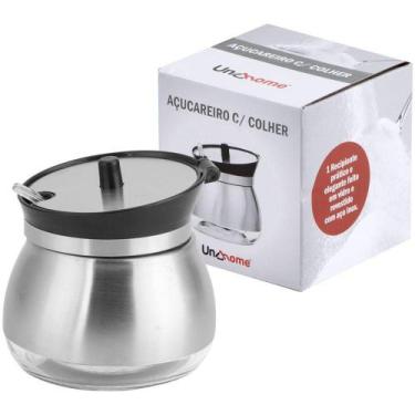 Imagem de Acucareiro P Inox Com Tampa + Colher 250ml 8,5X9cm De Ø Na Caixa - Uny