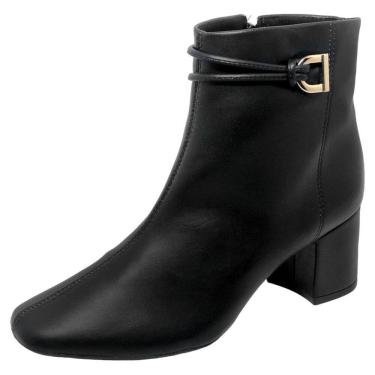 Imagem de Bota Feminina Couro Salto Bloco Cano Baixo Salto Médio Cacci