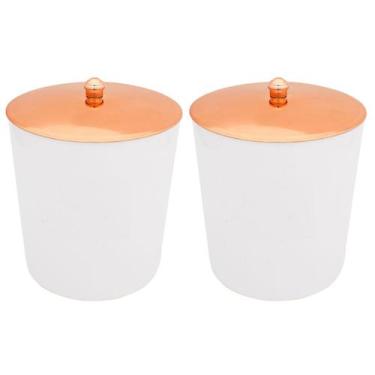 Imagem de Kit 2 Lixeiras 5 Litros Com Tampa Rose Gold Metalizada Plástica Para C