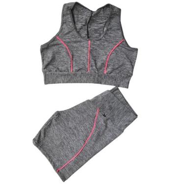 Imagem de Conjunto Feminino Academia Roupa De Ginastica Plus Size - WM, G1, Cinz