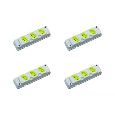 Imagem de Kit C/4 - Tomada Barra Fiolux Tripla 2P+T20A Cinza