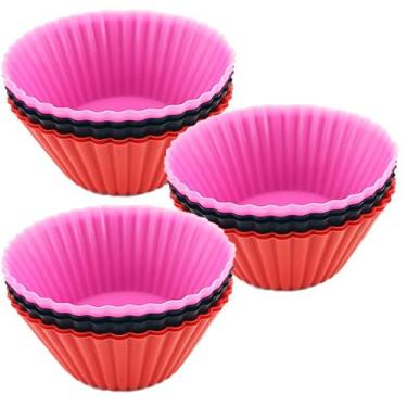 Imagem de Kit 18 Forminhas de Silicone Cupcake Coloridas Festas e Doces - Alianç