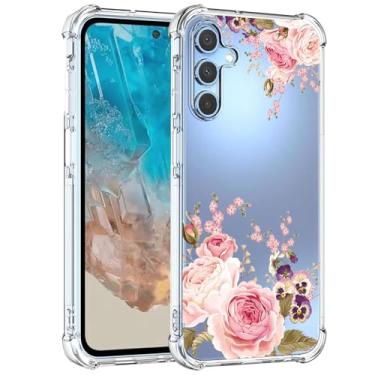 Imagem de Ueokeird Capa de telefone para Galaxy M35, capa para Samsung M35 5G SM-M356B para meninas e mulheres, capa protetora de TPU flexível com estampa floral transparente à prova de choque para Samsung