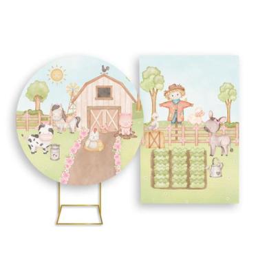 Imagem de Painel De Festa Redondo 1,50x1,50 + Painel Vertical 1,50x2,20 - Fazend
