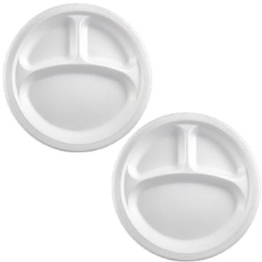 Imagem de 2 Pratos Melamina 21cm Petisqueira com 3 Divisórias Porção - Fx