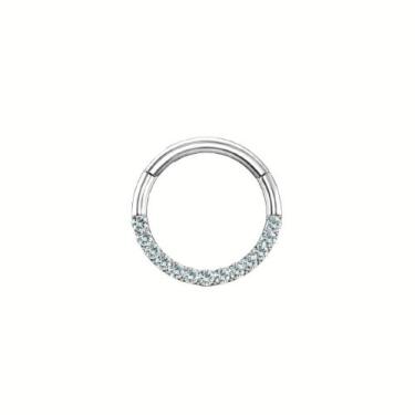 Imagem de Piercing Titanio Argola Cravejada Mamilo Orelha Prata - Oremte