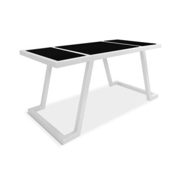 Imagem de Mesa De Centro Retangular Sala Mdf Coimbra Branco e Preto - Genus Móve