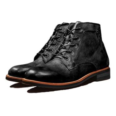 Imagem de Dressnu Botas masculinas para motociclistas de trabalho com cadarço sintético PU, Preto, 37