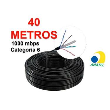 Imagem de Cabo de Rede Internet 40 Metros Categoria 6 LAN 1000Mbps cat 6 Preto -