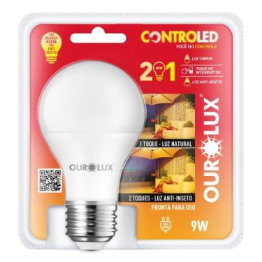 Imagem de Lâmpada LED Ourolux Controled 2 Steps Anti-inseto 9W 2700K, 100~240V