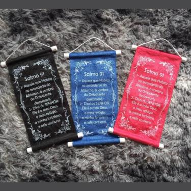 Imagem de Faixa Flâmula com Salmo 91 para Decoração - Estilo Banner Quadro Salmo