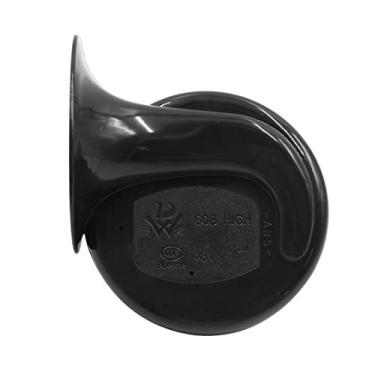 Imagem de uxcell Trompete de sirene de buzina elétrica estilo metal plástico preto 48V 3,5A 115Hz para carro