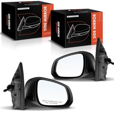 Imagem de A-Premium Par (2) Espelho retrovisor manual do lado do motorista e do passageiro - Compatível com Chevrolet Spark 2016 - Espelho retrovisor externo preto dobrável manual não aquecido - Substituição #