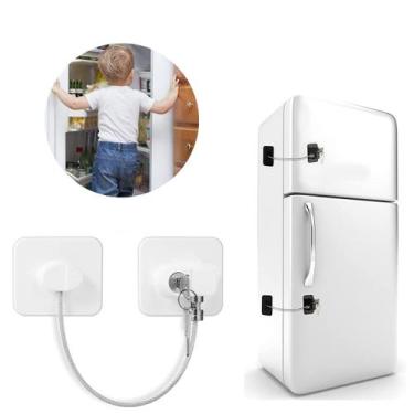 Imagem de Kit 2 Trava Tranca para Geladeira Freezer Porta Janela Gaveta Não Prec