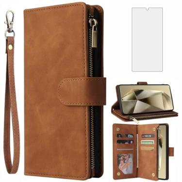 Imagem de Asuwish Capa carteira compatível com Samsung Galaxy S24 Ultra 5G, protetor de tela de vidro temperado e capa flip de couro, suporte para cartão, capas para celular para S24Ultra 24S S 24 24Ultra,