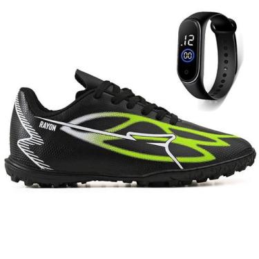 Imagem de Kit Chuteira Futebol Campo Society Grama Sintetica + Relogio Adulto - 