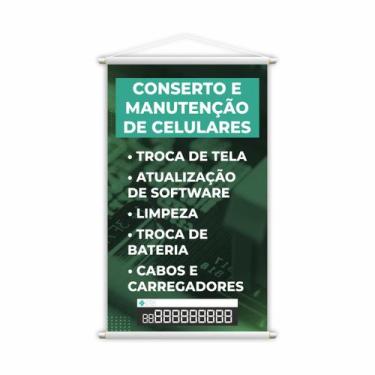 Imagem de Banner Conserto Manutenção de Celulares Número Pix 60x40cm - PlimShop