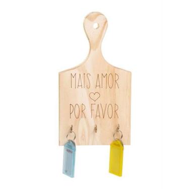 Imagem de Porta Chaves Tábua Mais Amor Por Favor - JW SHOP