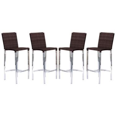 Imagem de Kit com 4 Banquetas Altas Jardim em Fibra Pedra Ferro - Premium Box