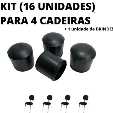 Imagem de Kit 16 Unidades Sapata Ponteira Borracha Protetor 4 Cadeiras 2,5cm 1 P