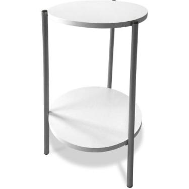 Imagem de Mesa Mesinha De Canto Redonda Decoração Qatar Industrial Prata - Genus