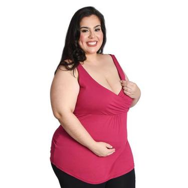 Imagem de Blusa Regata Amamentação Plus Size Decote Transpassado em Viscolycra L
