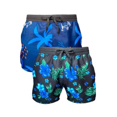 Imagem de KIT 2 Shorts de Praia Masculino  Bermuda de Agua Floral 397 - KS, P, C