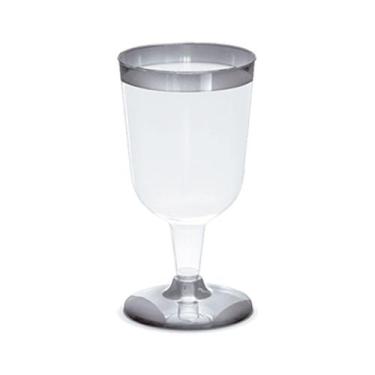 Imagem de Taça Vinho Borda Prata Silver Plastic 12 Unidades