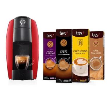 Imagem de Kit Máquina Lov Vermelha 110V + 40 Cápsulas TRES, 110V
