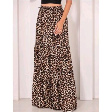 Imagem de Saia Três Maria Em Viscolinho Com Forro - estacaomix, Onça, M