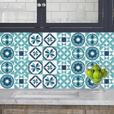 Imagem de Faixa border adesivo azulejos hidráulicos azul - Kanto Store