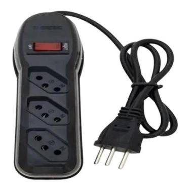 Imagem de Filtro De Linha Pvc Com 3 Tomadas Com Fusivel Bivolt Preto - Megatron