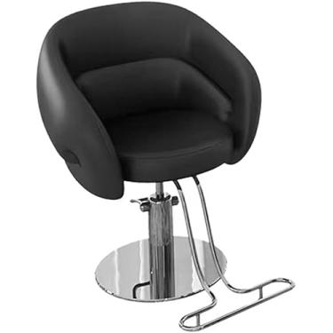 Imagem de Cadeira de barbeiro 360° giratória para salão de cabeleireiro bomba hidráulica couro PU cadeira de salão de barbeiro com chassi de pedal, móveis de salão, prata, C