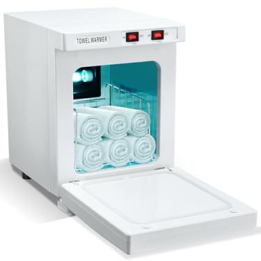 Imagem de Soiiw Aquecedor de toalha, aquecedor de toalhas de banho quente de 5 L, uso em armário ideal para spa facial, beleza de cabelo, salão de beleza e casa (branco)