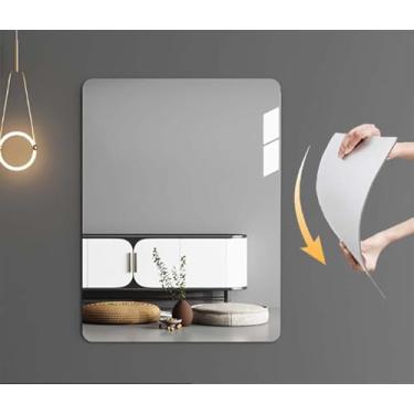 Imagem de ULEZUAR Painéis de espelho autoadesivos de academia para segurança, azulejo de espelho de corpo inteiro montado na parede, espelhos de treino para porta de academia em casa, guarda-roupa, grande