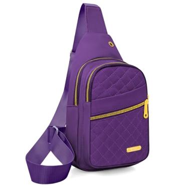Imagem de Aisijimo Bolsa tiracolo pequena para mulheres e homens, mochila tiracolo casual, 8003-roxo, Small, Mochilas Sling