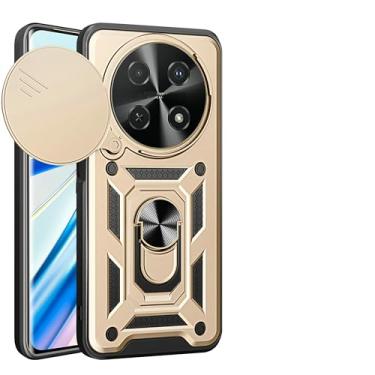 Imagem de Kukoufey Capa Dourada Compatível com Honor X9c, X60 Pro 5G e Magic7 Lite 5G - Protetora com Tampa de Lente de Câmera Deslizante e Suporte 360° - Plástico PC + Silicone TPU
