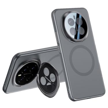 Imagem de HAO RIYLN Capa magnética para Honor Magic 7/Magic 7Pro, capa de telefone com suporte de lente suporta carregamento sem fio, capa à prova de choque, cinza, 7