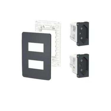 Imagem de Kit Conjunto 4x2 Tomada Dupl 10A+20A Orion Schneider Grafite - Schneid