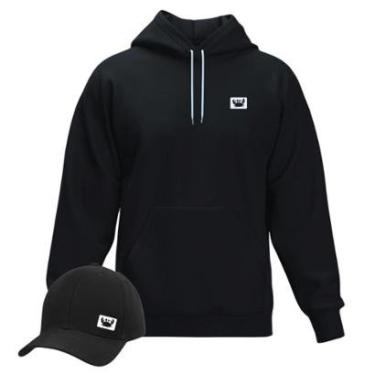 Imagem de Moletom Modelo Canguru Com Capuz + Boné Aba Curva Masculino e Feminino Estilo Relaxado-Masculino