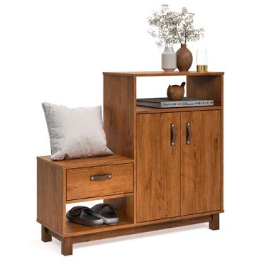 Imagem de Sapateira Cômoda Quarto Armário Aparador Hall de Entrada com Banco Ass