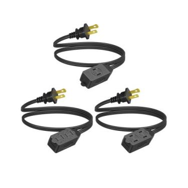 Imagem de Cabo de extensão DEWENWILS 3 Outlet Power Strip 3 pés 16 AWG preto