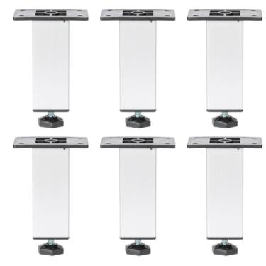 Imagem de Kit 6 Pé Alumínio 8cm Fosco Cozinha Móveis 40x40 Regulável