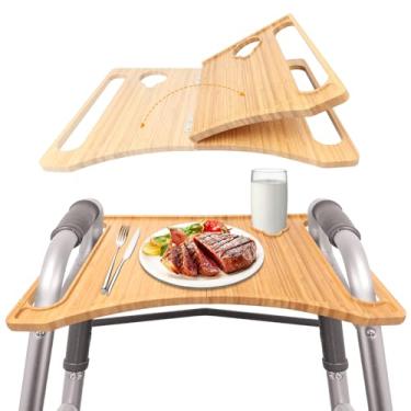 Imagem de Topdatry Bandeja de andador para andador dobrável, bandeja para andador para idosos destacável com suporte de copo, acessórios dobráveis para idosos, bandeja de mesa serve para a maioria dos andadores