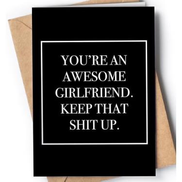 Imagem de Cartão engraçado para namorada com envelope | Cartão original e exclusivo para aniversário, aniversário, Natal, Dia dos Namorados. | Cartão de parabéns incrível para ela