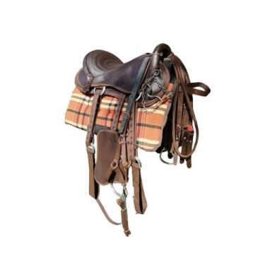 Imagem de Sela Australiana Tradicional para Cavalgada Passeio Trabalho Marrom Co