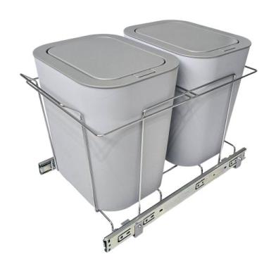 Imagem de Lixeira Dupla Aramada 24L Cinza Fixação de Base Tampa Click - Metais A